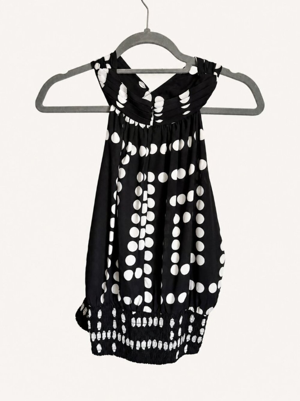 NWT White House Black Market Cross-Neck Halter Top Black White Size 10